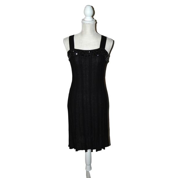 WDNY Size 10 Black Evening Dress * Beaded - Picture 1 of 7
